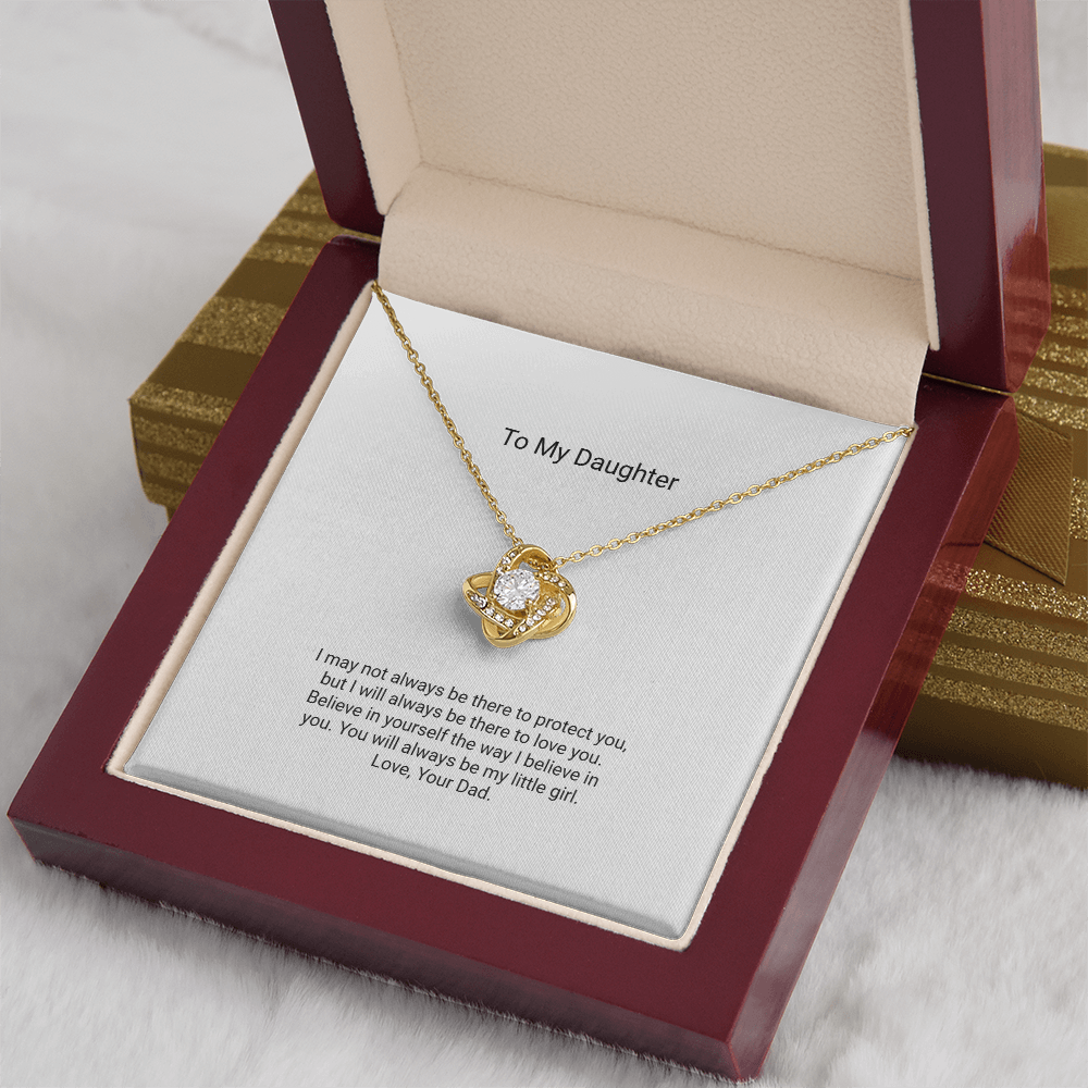 Love Knot Necklace - To My Daughter, I Will Always Protect You - Floral Essence Gifts