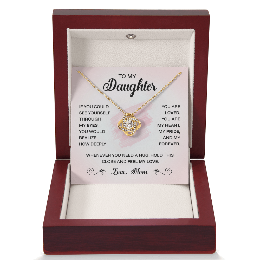 Silver jewelry piece titled "To My Daughter — Through My Eyes" by ShineOn Fulfillment, featuring a heartfelt engraved message.