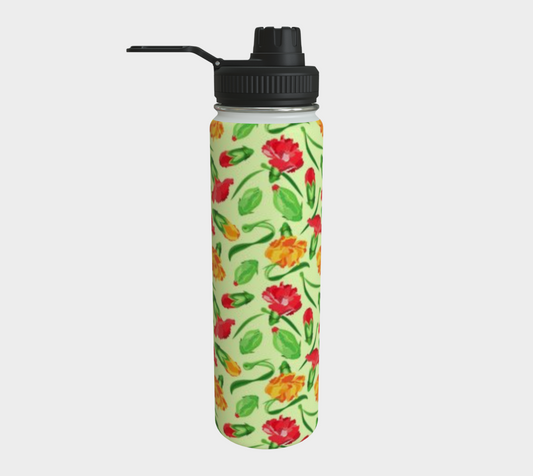 Blooming Carnation Birth Flower Water Bottle - Floral Essence Gifts