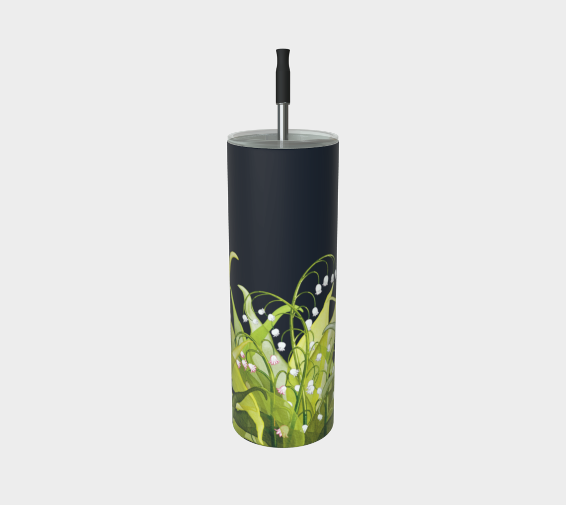Lily of the Valley tumbler in matte finish, Canada-made and featuring May’s birth flower on stainless steel.