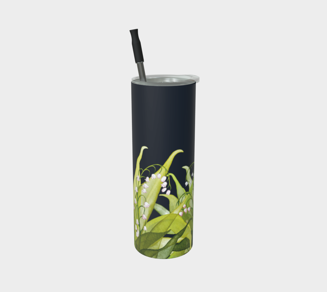 Lily of the Valley tumbler in matte finish, Canada-made and featuring May’s birth flower on stainless steel.