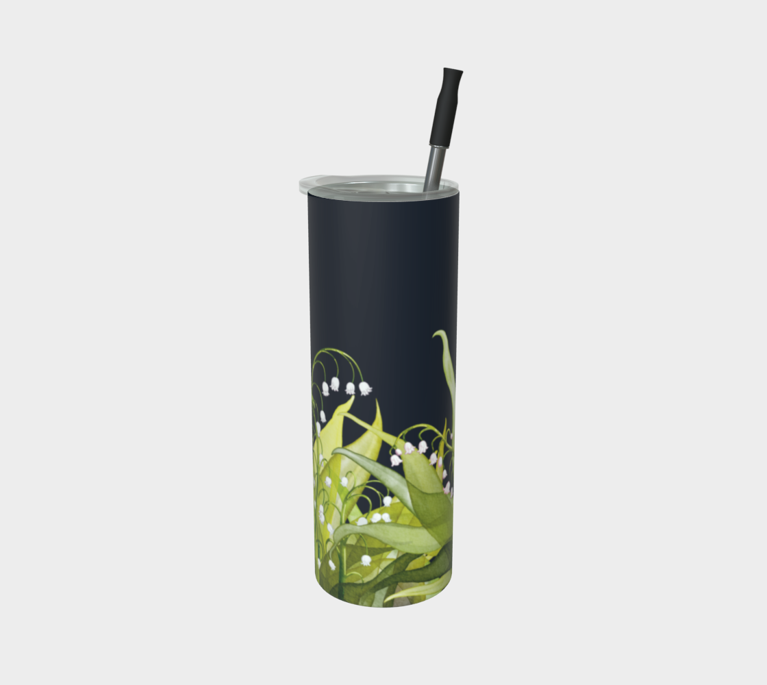 Lily of the Valley tumbler in matte finish, Canada-made and featuring May’s birth flower on stainless steel.