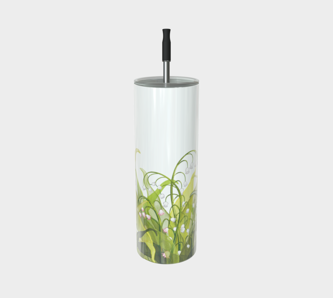 Lily of the Valley tumbler in glossy finish, Canada-made and featuring May’s birth flower on stainless steel.