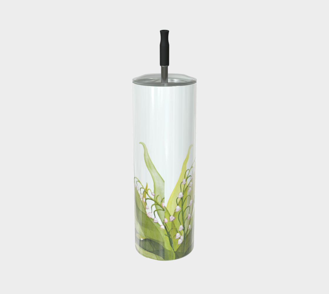Lily of the Valley tumbler in glossy finish, Canada-made and featuring May’s birth flower on stainless steel.
