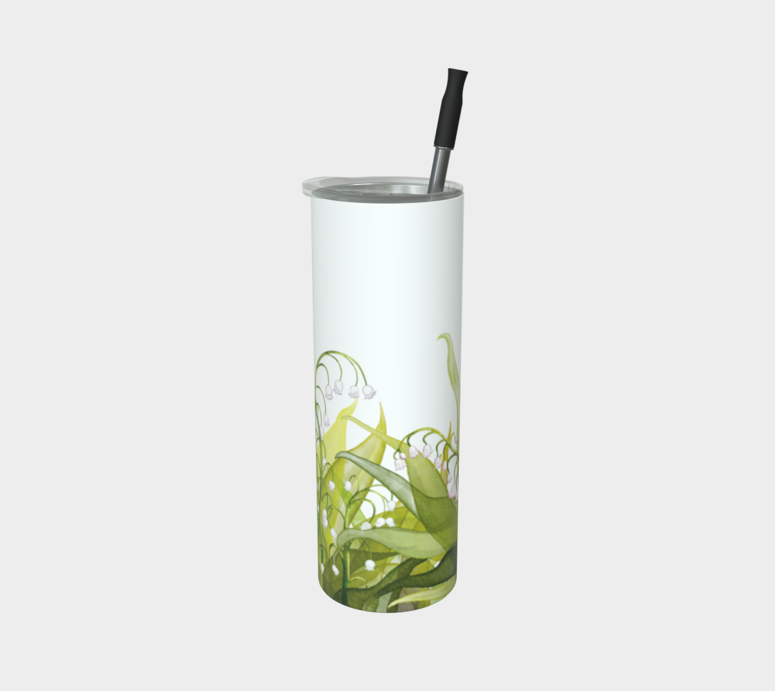 Lily of the Valley tumbler in matte finish, Canada-made and featuring May’s birth flower on stainless steel.