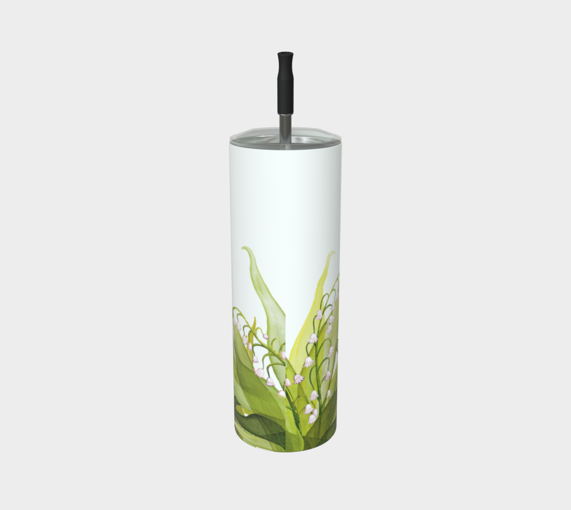 Lily of the Valley tumbler in matte finish, Canada-made and featuring May’s birth flower on stainless steel.