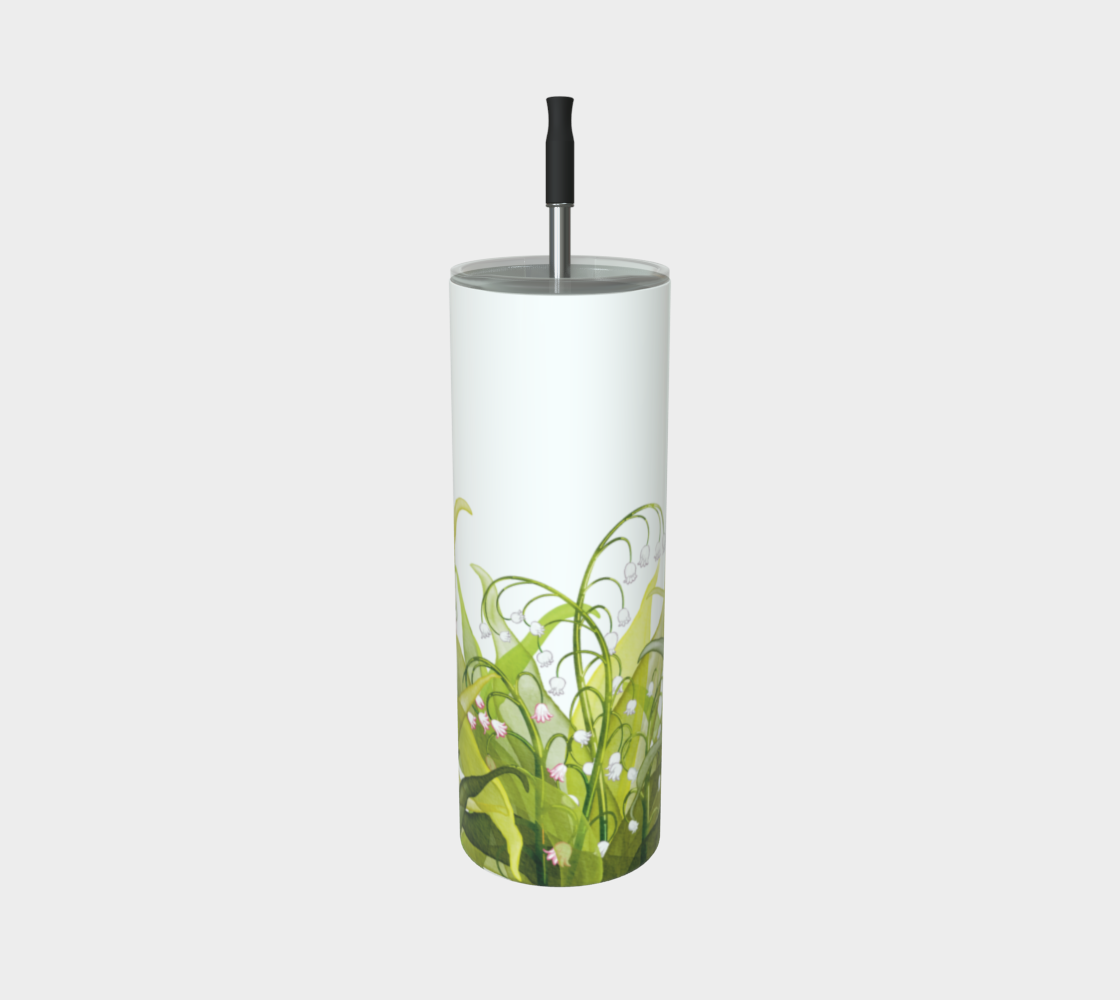 Lily of the Valley tumbler in matte finish, Canada-made and featuring May’s birth flower on stainless steel.