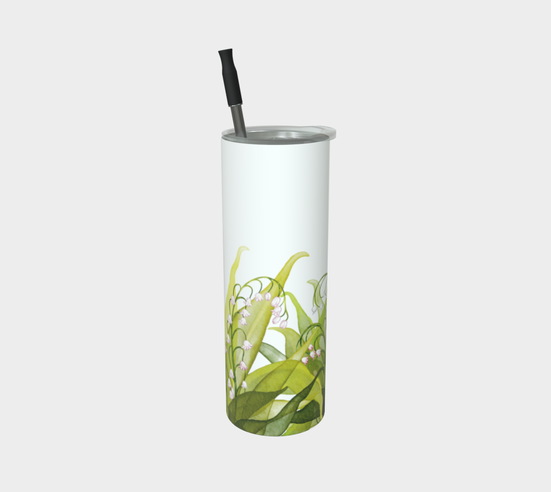 Lily of the Valley tumbler in matte finish, Canada-made and featuring May’s birth flower on stainless steel.