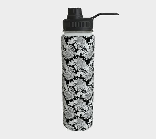 Large Blossoms Of Japanese Chrysanthemum Birth Flower Water Bottle - Floral Essence Gifts