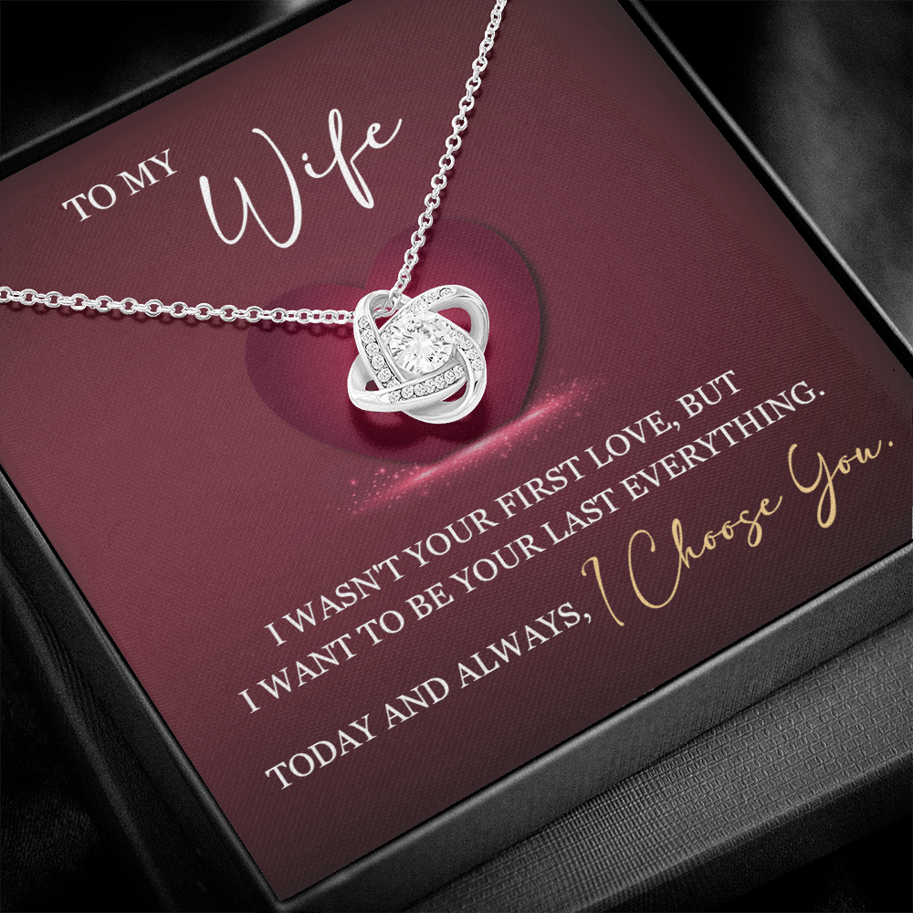 Elegant jewelry piece engraved with "To My Wife — My Last Everything" by ShineOn Fulfillment, featuring a heart-shaped design.
