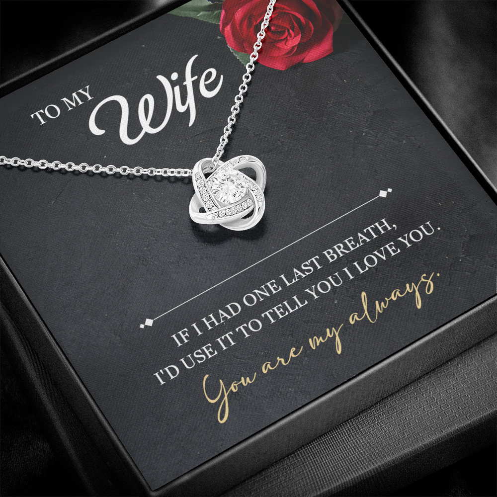 ShineOn Fulfillment jewelry featuring a heartfelt "To My Wife – You Are My Always" engraved message on a silver pendant.