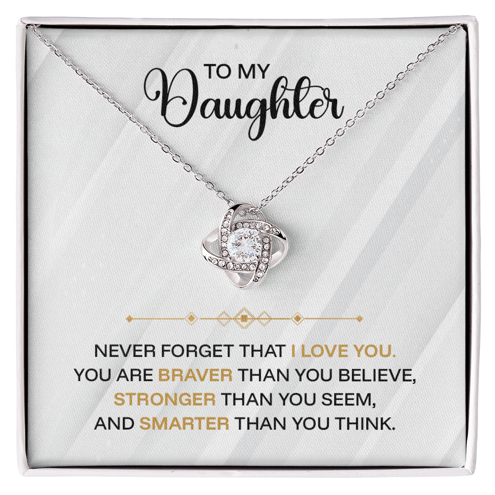 ShineOn Fulfillment jewelry pendant engraved with "To My Daughter - Never Forget I Love You" on a silver chain.
