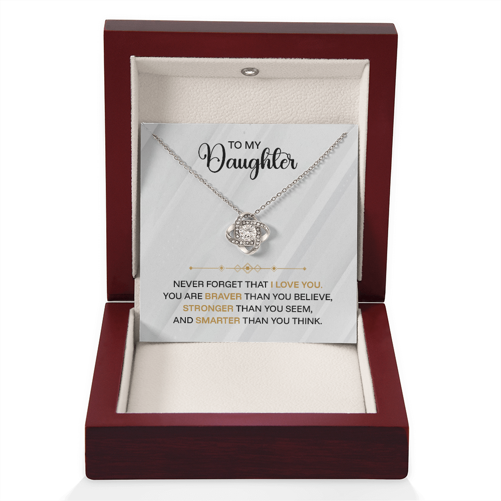 ShineOn Fulfillment jewelry with engraved message "Never Forget I Love You" for daughter, elegant and heartfelt keepsake.