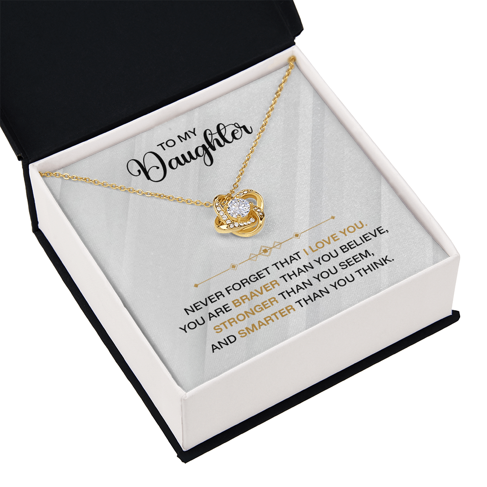 ShineOn Fulfillment jewelry with engraved "To My Daughter — Never Forget I Love You" message, elegant and heartfelt gift.