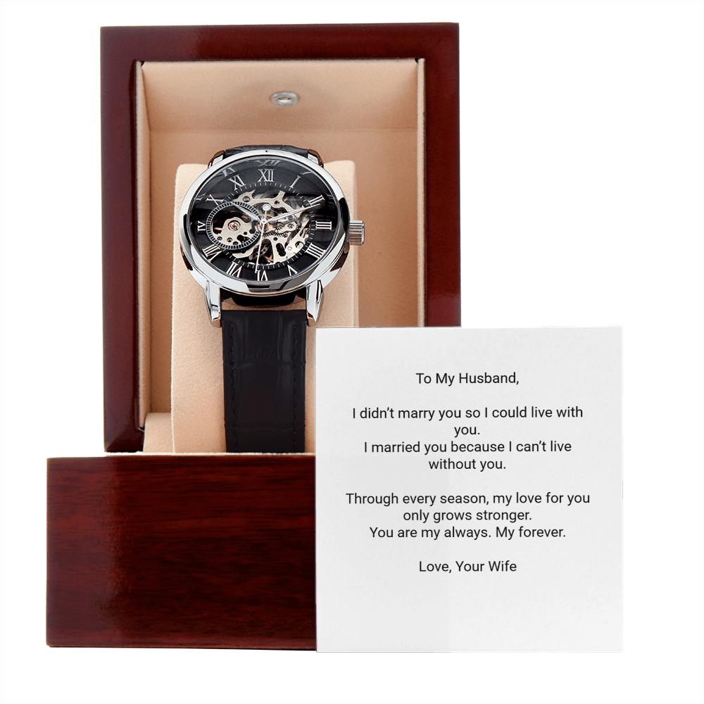 Openwork Automatic Watch – To My Husband, My Always - Floral Essence Gifts