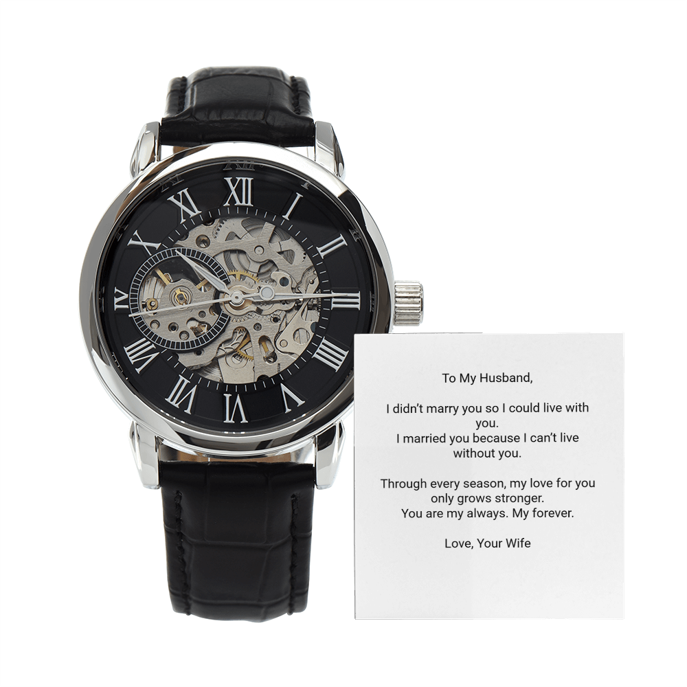 Openwork Automatic Watch – To My Husband, My Always - Floral Essence Gifts
