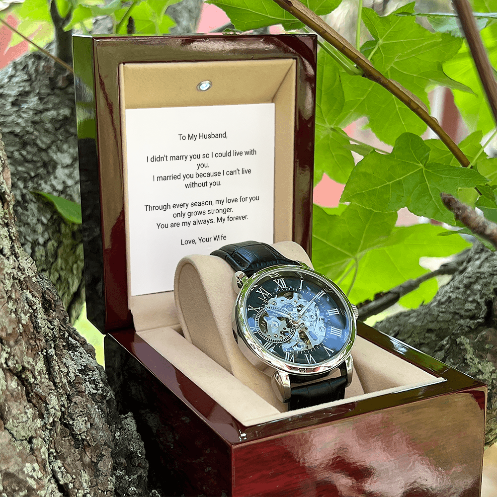 Openwork Automatic Watch – To My Husband, My Always - Floral Essence Gifts