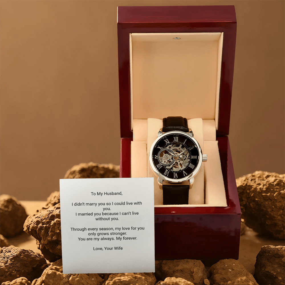 Openwork Automatic Watch – To My Husband, My Always - Floral Essence Gifts