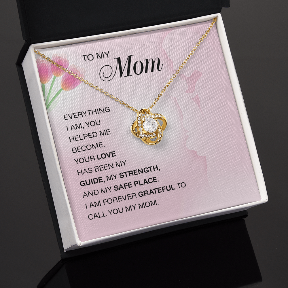 ShineOn Fulfillment jewelry piece engraved with "To My Mom – Everything I Am" for Mother's Day gift, featuring a heart-shaped pendant.