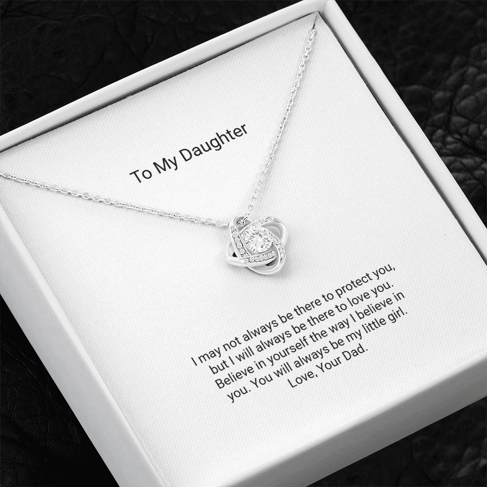 Love Knot Necklace - To My Daughter, I Will Always Protect You - Floral Essence Gifts