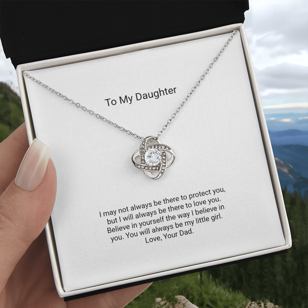 Love Knot Necklace - To My Daughter, I Will Always Protect You - Floral Essence Gifts