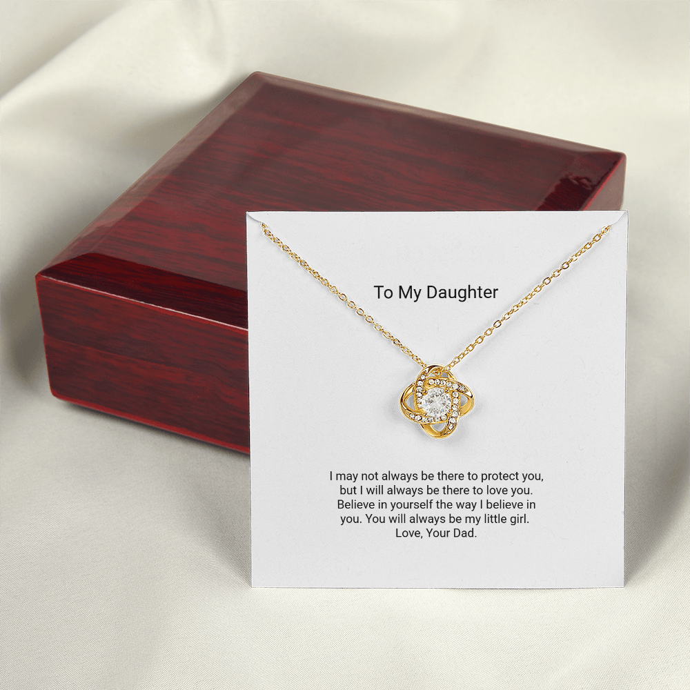 Love Knot Necklace - To My Daughter, I Will Always Protect You - Floral Essence Gifts