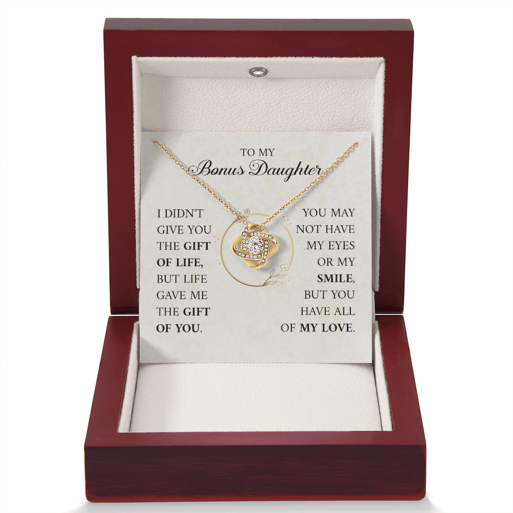 ShineOn Fulfillment jewelry gift with "To My Bonus Daughter" inscription, elegant keepsake piece for special bond.