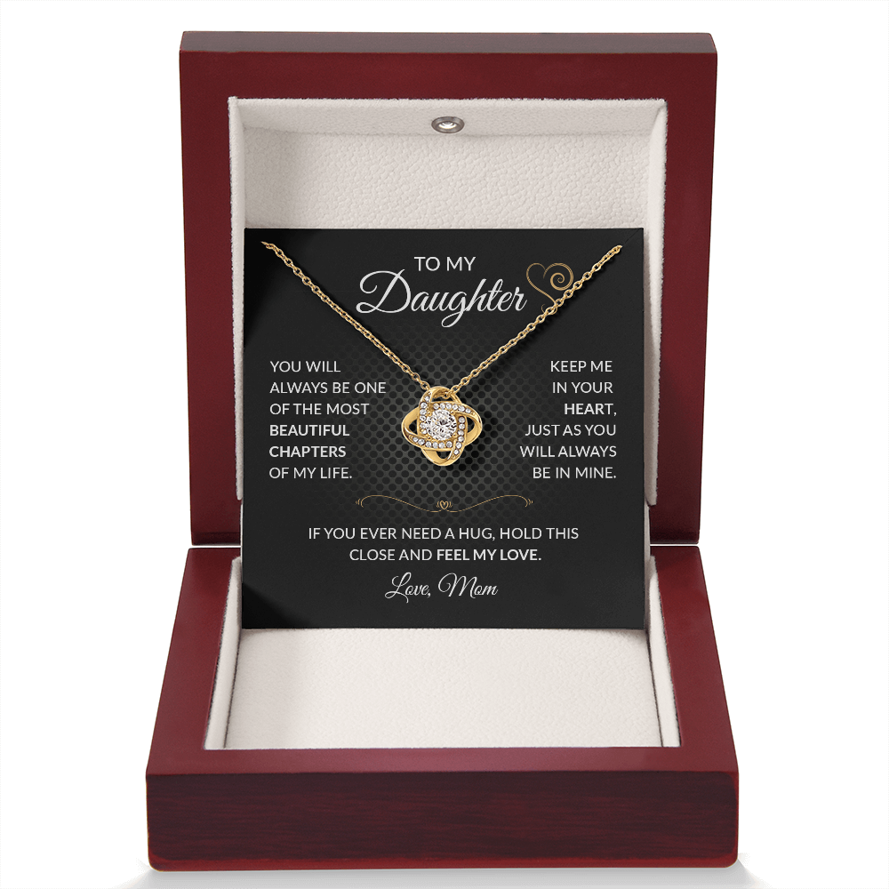 ShineOn Fulfillment jewelry piece titled "To My Daughter — Beautiful Chapter" featuring a delicate pendant with engraved message.