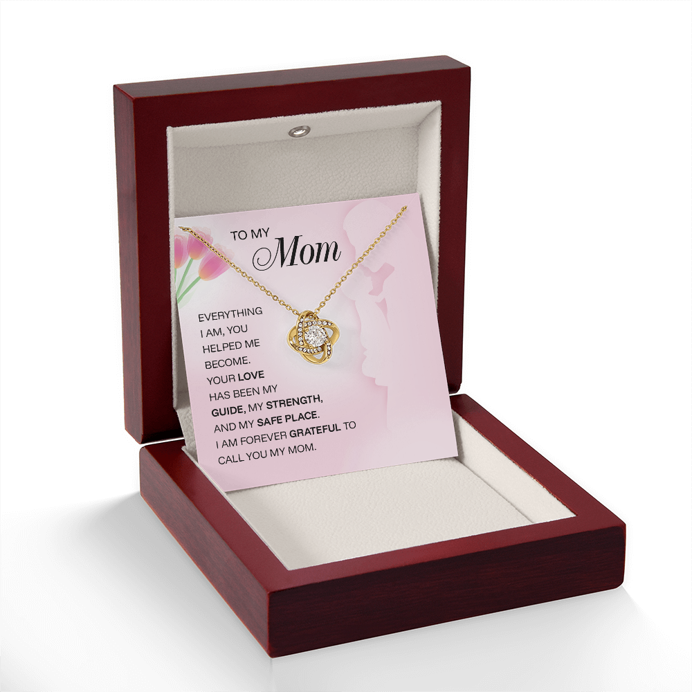 ShineOn Fulfillment jewelry engraved pendant reading "To My Mom – Everything I Am" for Mother's Day gift, close-up view.