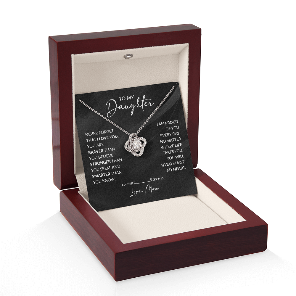 ShineOn Fulfillment jewelry engraved with "To My Daughter — Braver Than You Believe" on a delicate silver pendant.