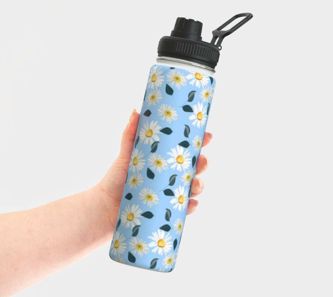 Field Daisies Birth Flower Water Bottle - Floral Essence Gifts
