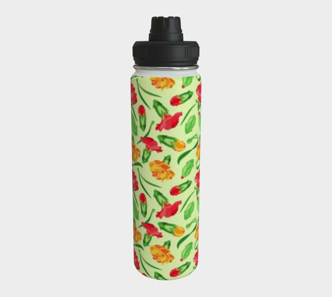 Blooming Carnation Birth Flower Water Bottle - Floral Essence Gifts