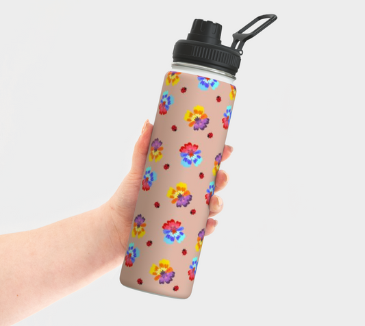 Violets In Spring Birth Flower Water Bottle