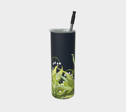 Lily of the Valley tumbler in matte finish, Canada-made and featuring May’s birth flower on stainless steel.