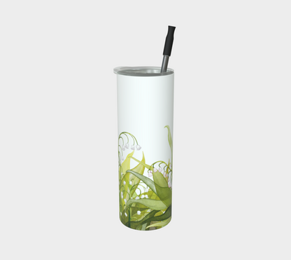 Lily of the Valley tumbler in matte finish, Canada-made and featuring May’s birth flower on stainless steel.