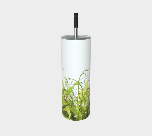 Lily of the Valley tumbler in matte finish, Canada-made and featuring May’s birth flower on stainless steel.