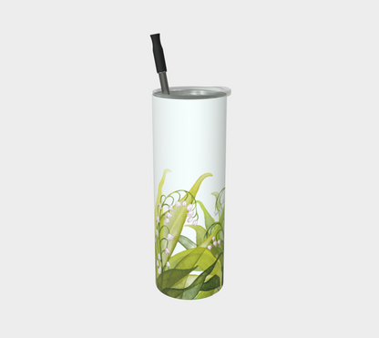 Lily of the Valley tumbler in matte finish, Canada-made and featuring May’s birth flower on stainless steel.